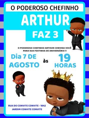 Convite Aniversário Poderoso Chefinho Negro para Editar Online