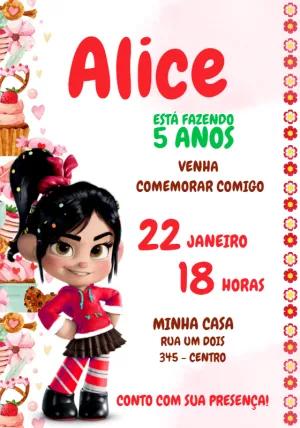 Convite de Aniversário Vanellope von Schweetz para Editar Online