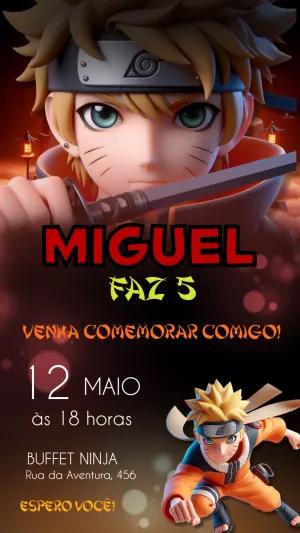 Convite de Aniversário Naruto para Editar Online