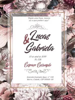 Convite de Casamento Floral Vintage para Editar Online