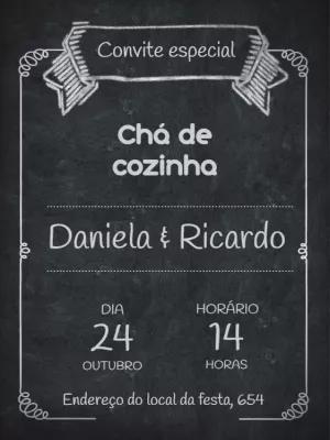 Convite de Chá de Cozinha Quadro Negro para Editar Online