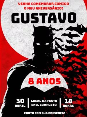 Convite de Aniversário Batman: Edite Online com Tema de Herói