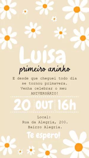 Convite de Aniversário Margaridas Delicadas para Editar Online
