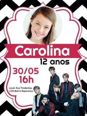 Convite Aniversário BTS com Foto para Editar Online