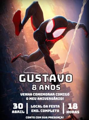 Convite Aniversário Homem-Aranha Miles Morales para Editar