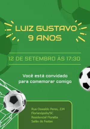 Convite de Aniversário Futebol com Bola na Rede para Editar