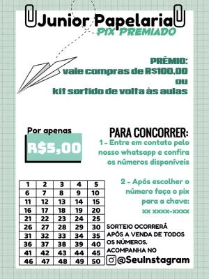 Rifa Pix Premiado para Papelaria: Crie e Edite Online