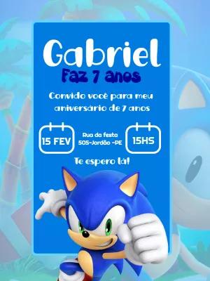 Convite de Aniversário Sonic para Editar Online e Imprimir