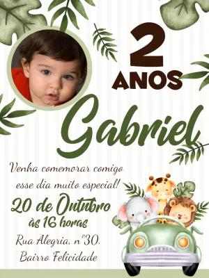 Convite de Aniversário Safari com Foto para Editar Online