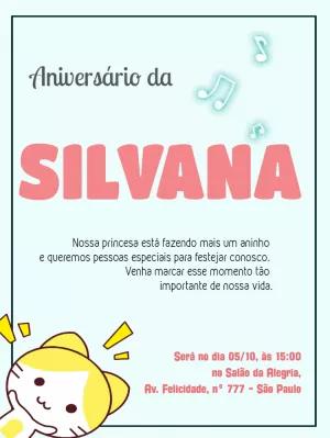 Convite de Aniversário Gatinho Fofo para Editar Online