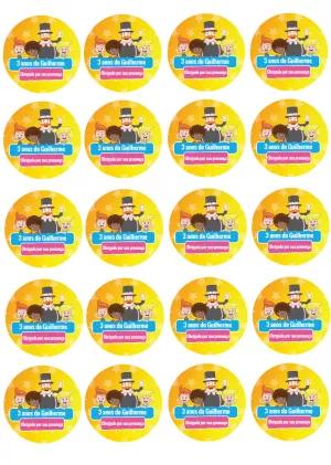 Tag de Aniversário Mundo Bita com Personagens para Editar