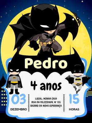 Convite de Aniversário Batman Herói para Editar Online