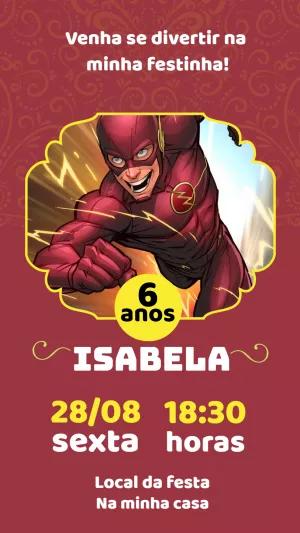 Convite de Aniversário The Flash para Editar Online