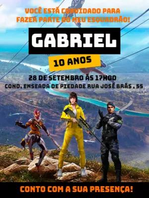 Convite Aniversário Free Fire com Personagens para Editar Online