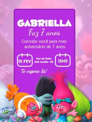 Convite de Aniversário Trolls com Personagens para Editar Online