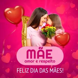 Post Dia das Mães com Foto e Corações para Editar Online
