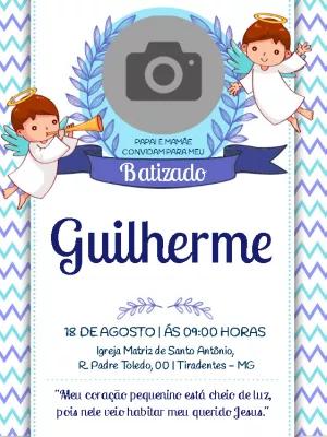 Convite de Batizado Anjinhos com Foto para Editar Online