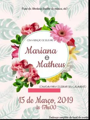Convite de Casamento Floral Tropical para Editar Online