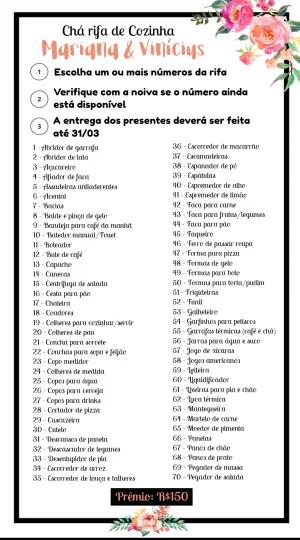 Convite para Chá Rifa de Cozinha Floral para Editar Online