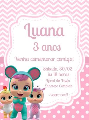 Convite de Aniversário Cry Babies para Editar Online