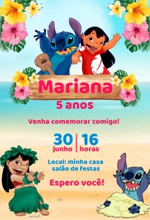 Convite de Aniversário Lilo e Stitch para Editar Online