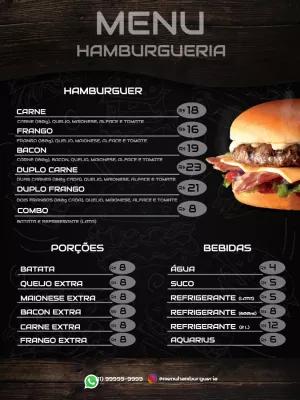 Cardápio de Hamburgueria Moderno para Editar Online