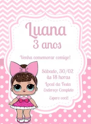 Convite Aniversário Boneca Lol Surprise para Editar Online