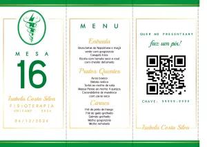 Menu de Mesa Formatura Fisioterapia para Editar Online