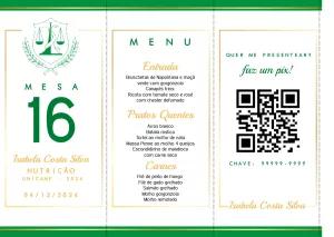 Menu de Mesa Formatura Nutrição Elegante para Editar Online
