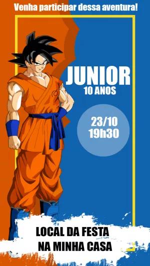 Convite de Aniversário Dragon Ball Z com Goku para Editar