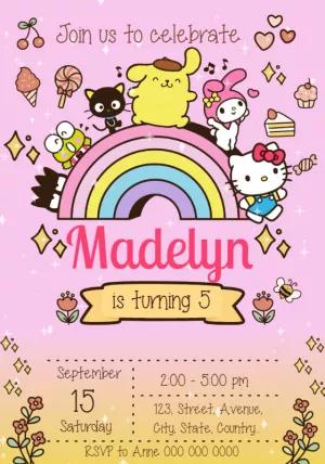 Sanrio Characters Birthday Invitation to Edit Online