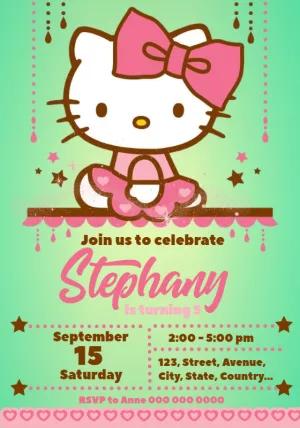 Hello Kitty Birthday Invitation Template to Edit Online