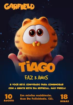 Convite de Aniversário Garfield para Editar Online