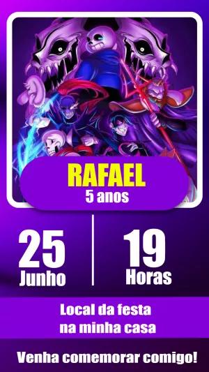 Convite de Aniversário Undertale com Personagens para Editar