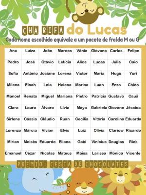 Chá Rifa Safári com Animais Fofos para Editar Online