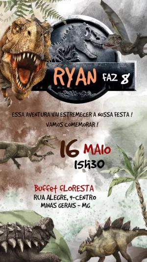 Convite de Aniversário Dinossauros Jurassic Park para Editar