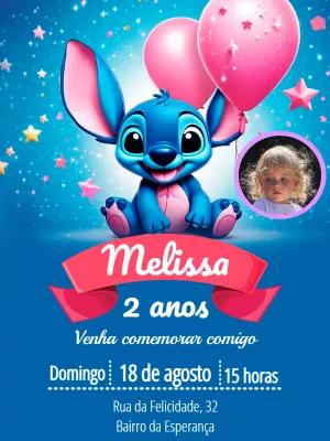 Convite de Aniversário Stitch com Foto para Editar Online