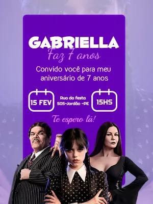 Convite de Aniversário Wandinha Addams para Editar Online