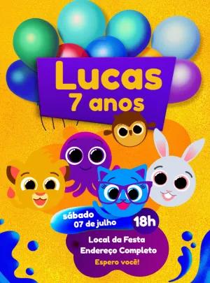 Convite de Aniversário Bolofofos com Personagens para Editar