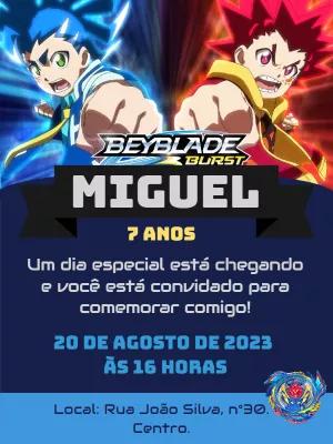 Convite de Aniversário Beyblade Burst para Editar Online