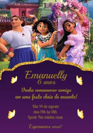 Convite Aniversário Encanto Disney para Editar Online e Imprimir
