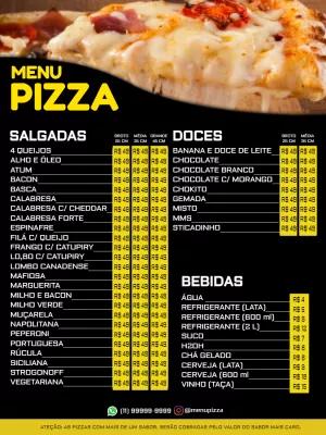 Cardápio de Pizzaria Moderno e Amarelo para Editar Online