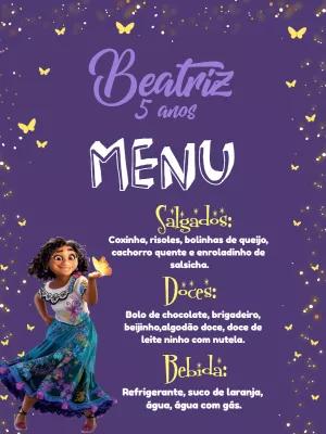 Menu de Aniversário Encanto com Mirabel para Editar Online