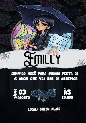 Convite de Aniversário Wandinha Addams para Editar Online