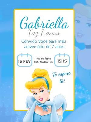 Convite de Aniversário Cinderela para Editar Online
