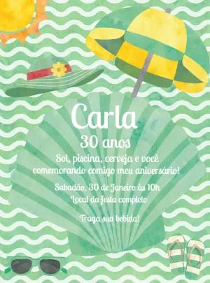 Convite de Aniversário Pool Party Verão para Editar Online