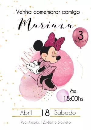 Convite de Aniversário Minnie Rosa para Editar Online