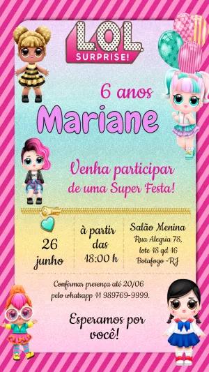 Convite de Aniversário L.O.L. Surprise! para Editar Online