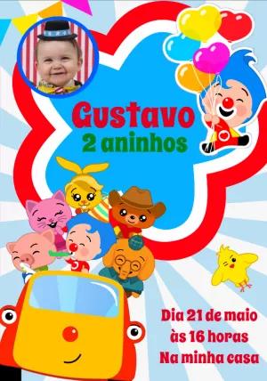 Convite Aniversário Plim Plim com Foto para Editar Online