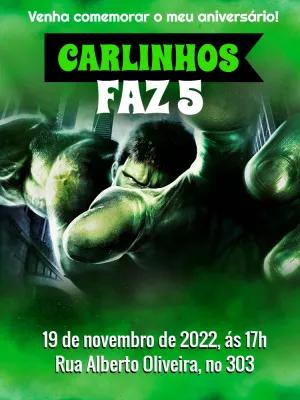 Convite de Aniversário do Hulk para Editar Online